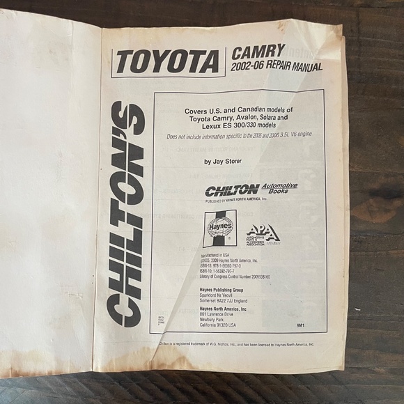 Chilton Toyota Camry Repair Manual_2002-2006_68202 - Picture 3 of 5